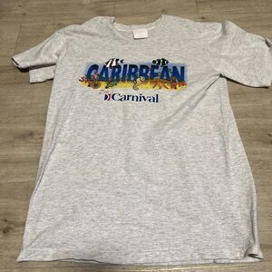 Carnival Cruise Ships Caribbean Shirt‎ Mens Size L Gray Vtg Single Stitch 90s